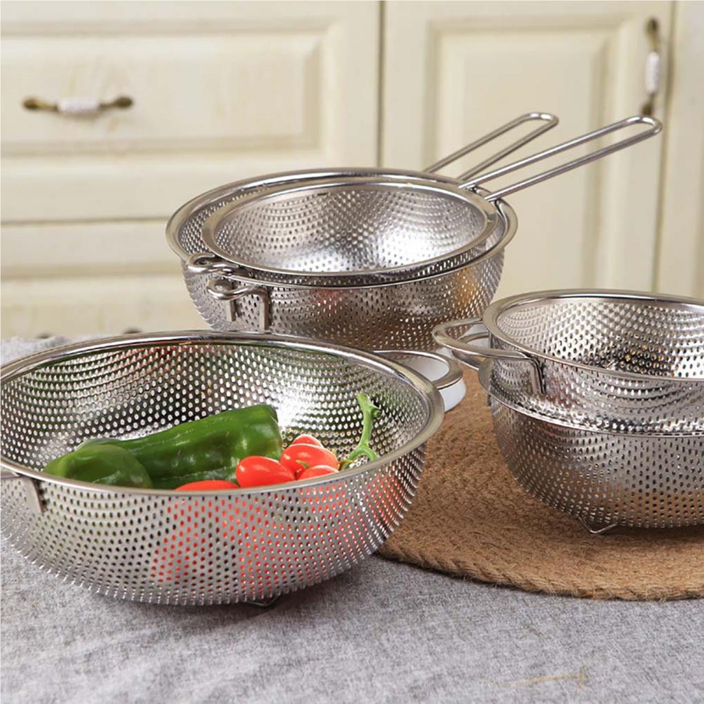 Saringan Bahan Stainless Steel Dengan Gagang Panjang Untuk Cuci Sayur Buah Alat Dapur