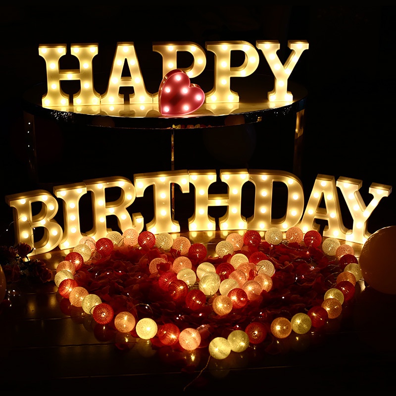 Mitsuyama_ Lampu Led Huruf Alfabet 3D Diy Lampu Huruf Hiasan Dinding Untuk Dekorasi Pesta Ulang