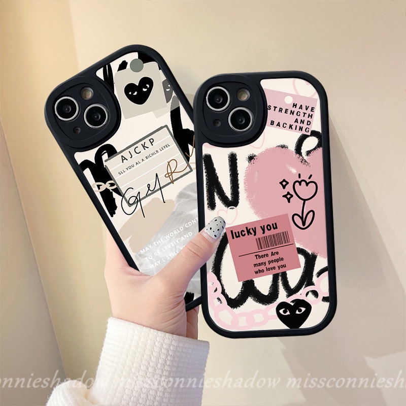 Casing Cinta Hati Graffiti Comme Des Garcons Untuk Infinix Hot10 Lite 10T 10s 11 11s Smart 6 5panas11 10T 10s 11s 10 9 Note Bermain8 Bunga Shockproof Soft Case