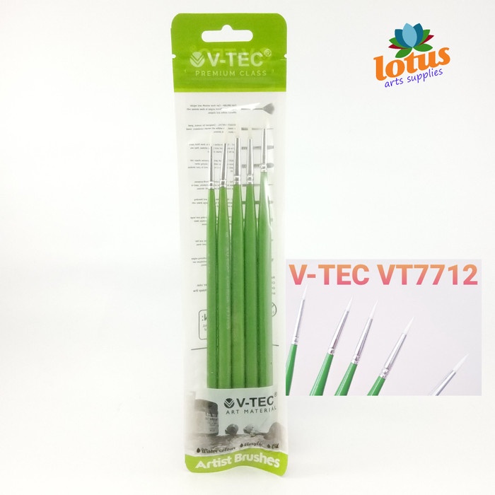 

V-TEC Brush VT-7712 set 5 - Artist Brush - kuas lukis