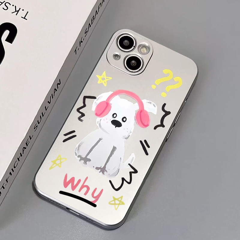 IPHONE Casing Ponsel Electroplate Lembut Anjing Lucu Kompatibel Untuk Casing Iphone11 14 13 12 Pro XS Max XR X8 7 6S Plus Mini TPU Silikon Shockproof Cover