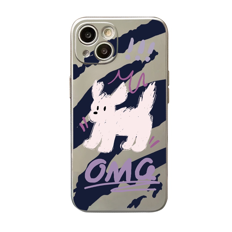 IPHONE Soft Phone Case Kompatibel Untuk Iphone11 14 13 12 Pro XS Max XR X8 7 6S Plus Mini Casing Anjing Lucu Electroplate TPU Silikon Shockproof Cover