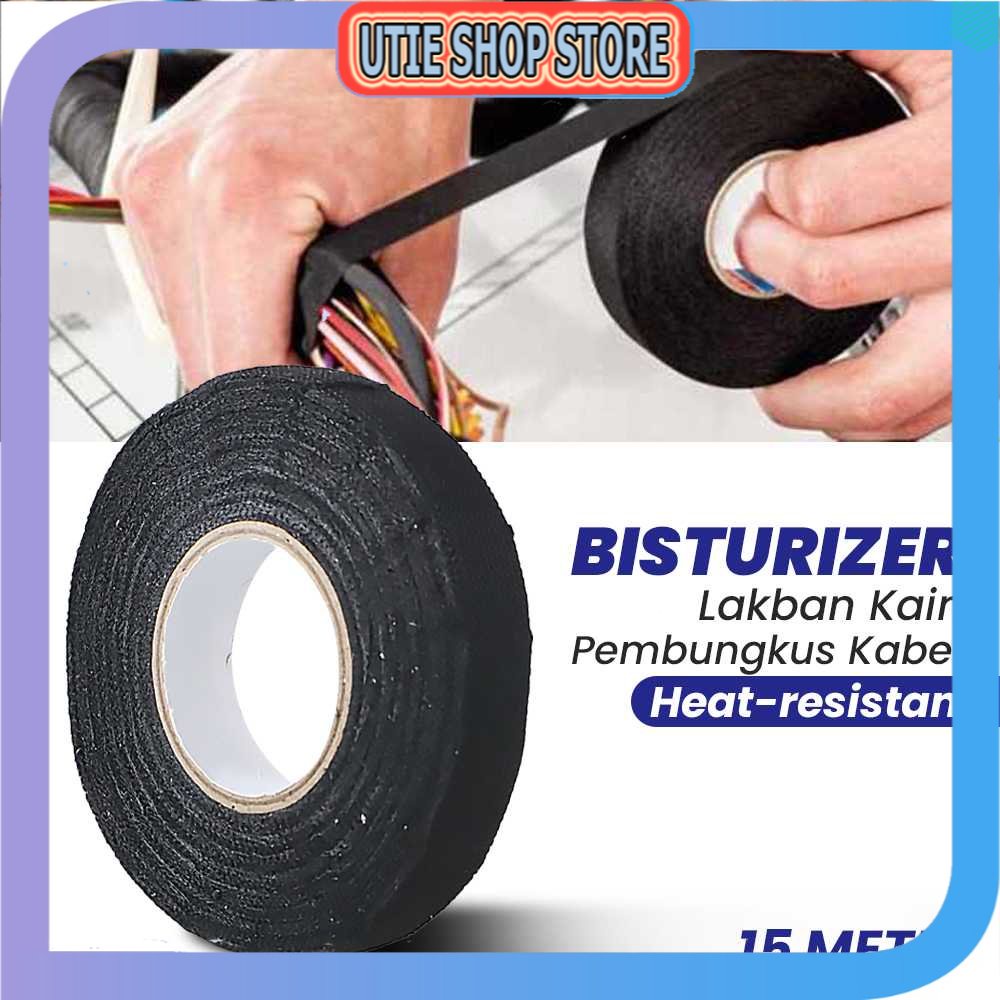 

UTIE STORE - Bisturizer Lakban Kain Pembungkus Kabel Tape Heat-resistant 15mm 15M - TF12