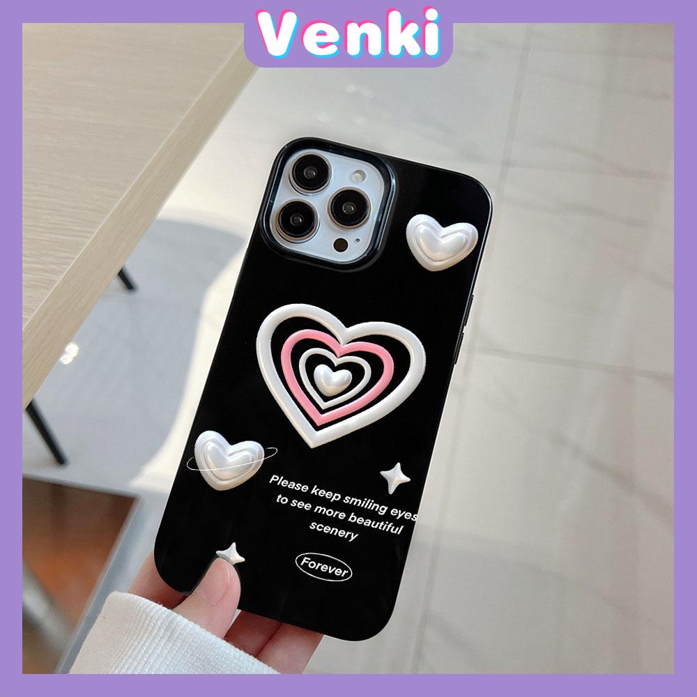 VENKI - For iPhone 11 iPhone Case Black Glossy TPU Soft Case Shockproof Protection Camera Sweet Love Compatible with iPhone 14 13 Pro max 12 Pro Max xr xs max 7Plus 8Plus