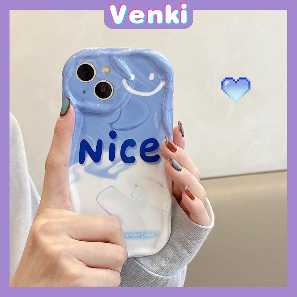 VENKI -For iPhone 11 iPhone Case 3D Curved Edge Wave Glossy White TPU Airbag Shockproof Camera Cover Blue and White Splicing nice Compatible with iPhone 14 13 Pro max 12 Pro Max xr