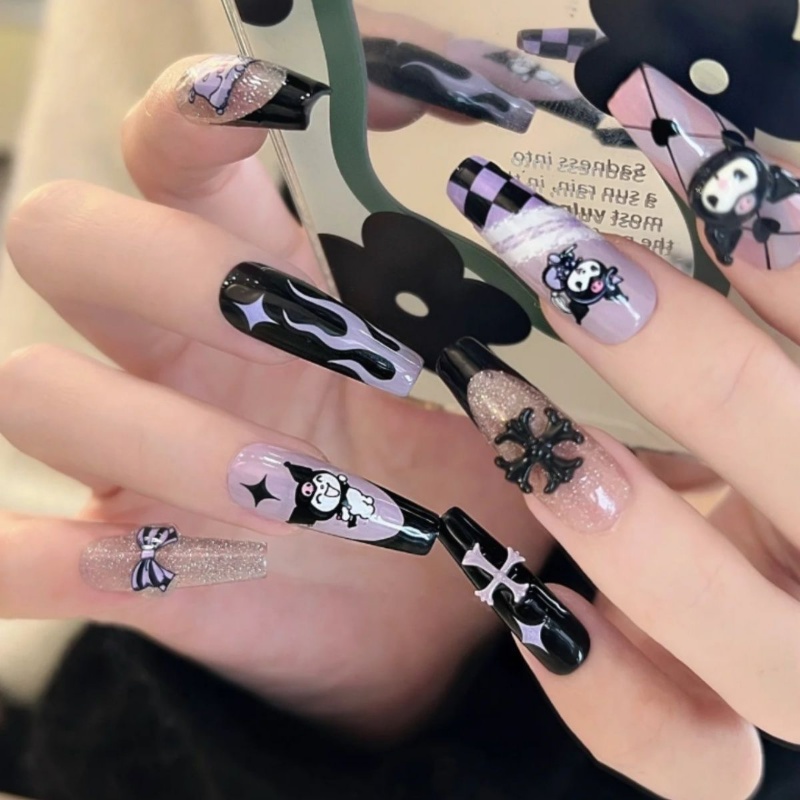 [Harga Grosir] [Unggulan] 1lembar Kartun Lucu Kuromi Melody Nails Stiker 3D Sanrio Anime Nail Tape Perekat Transfer Air Nail Decal Manicure Art Dekorasi Alat Makeup Kuku