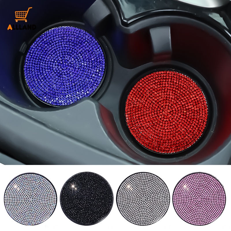 Glittering Rhinestones Inlay Bulat PVC Mobil Non-slip Coaster/Otomotif Konsol Tengah Peredam Panas Cangkir Bantalan/Aksesoris Interior Mewah Kendaraan