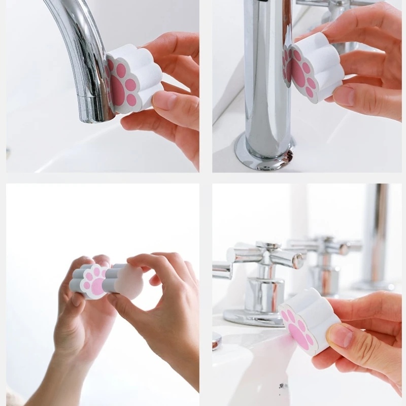 [Harga Grosir] Lap Kaca Cermin Paw Kucing Lucu Kawaii Spons Pembersih Cermin Kamar Mandi Magic Decontamination Glass Scrubbers Faucet Wastapel Bathtub Cleaner Alat Pembersih Kamar Mandi