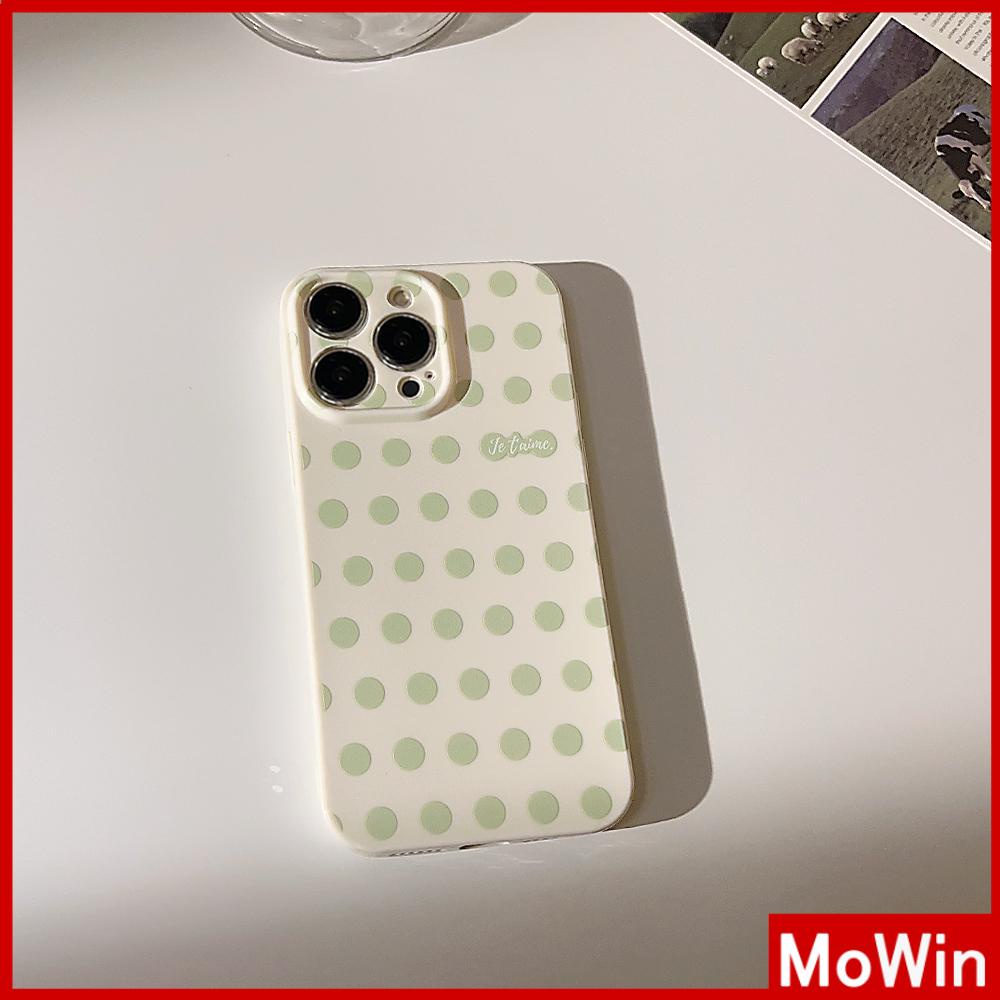 For iPhone 14 Pro Max iPhone Case Cream Glossy Soft Case TPU Shockproof Camera Cover Protection Green Polka Dots Compatible with iPhone 13 Pro max 12 Pro Max 11 xr xs max 7Plus