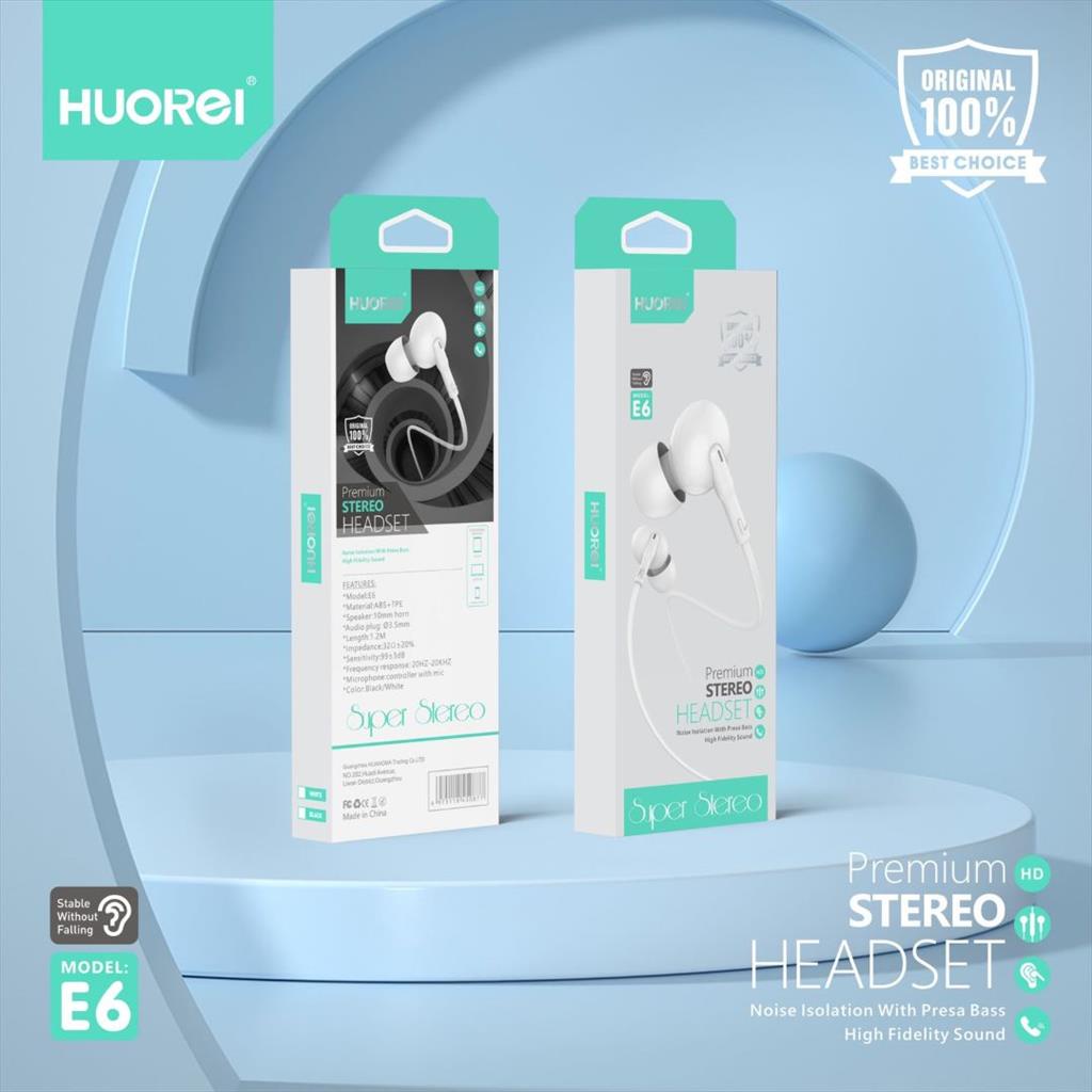 HUOREI Stereo Earphone E6 with Microphone