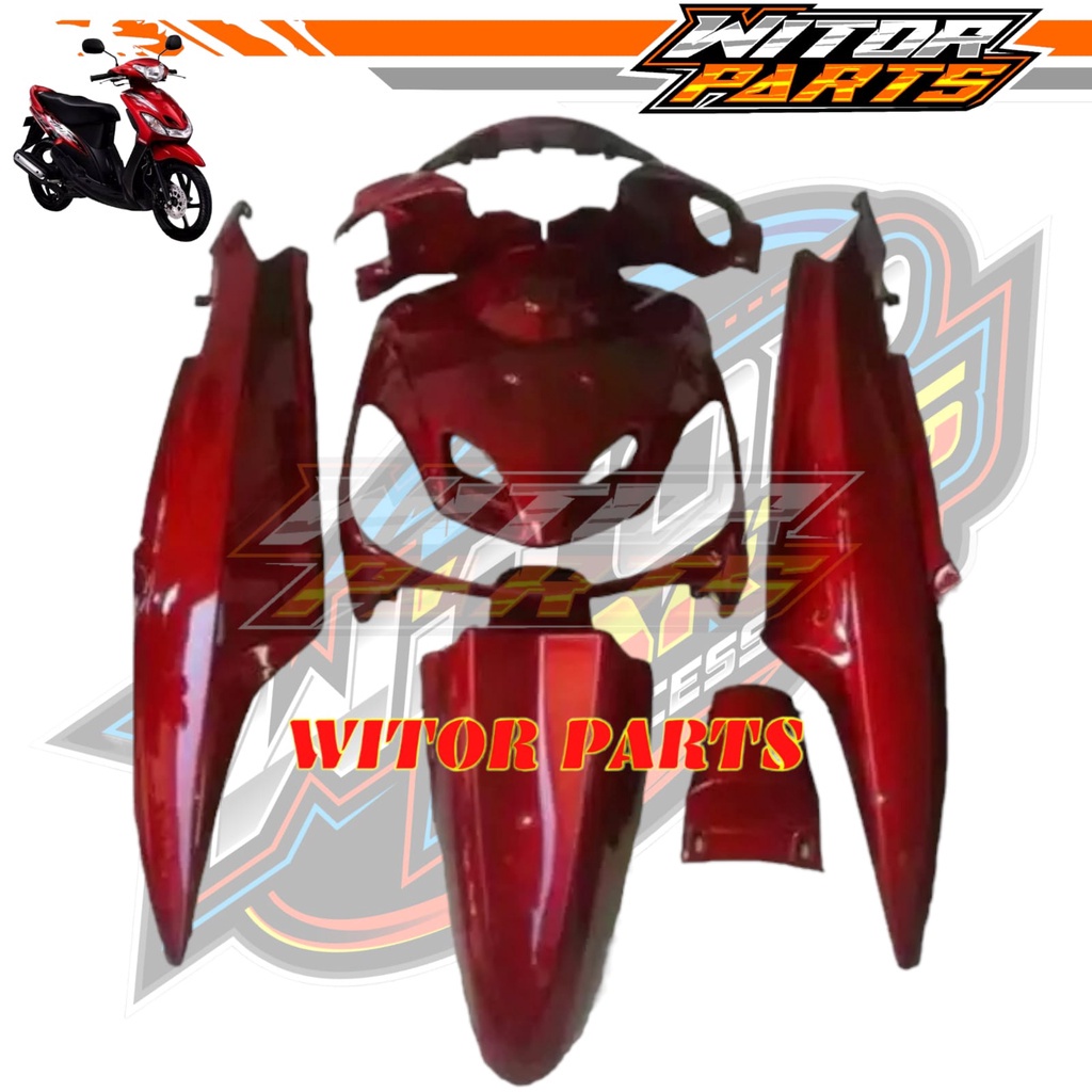 ECERAN SATUAN FULL SET Cover Body Halus Mio Smile Merah Maroon / Body Mio Sporty Mio Smile Tameng Bo