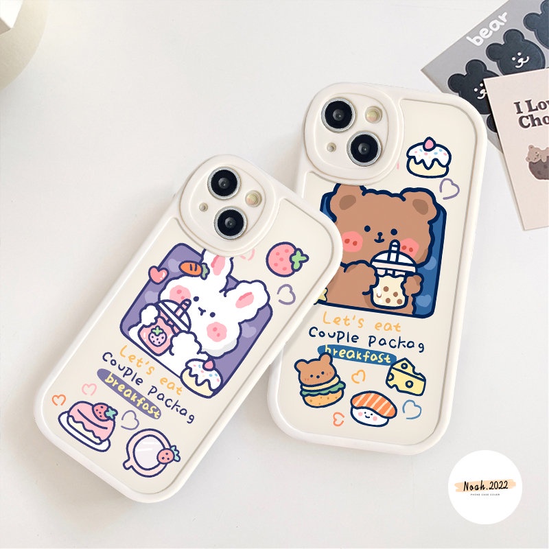 Casing Untuk Infinix Hot 10play 9play 11play Smart5 6 Hot 10s 10T 11s Hot 10 Lite Infinix Note8 Lucu Kartun Beruang Kelinci Susu Teh Kue Pasangan Shockporoof Lembut Tpu Cover