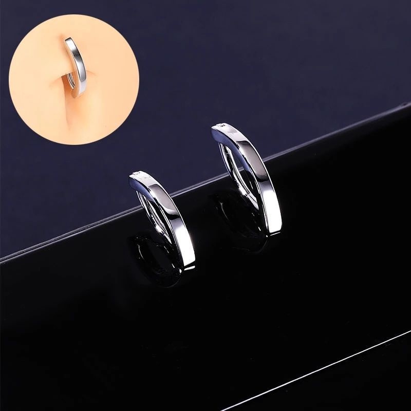 Halus Stainless Steel Belly Button Rings Fashion Pusar Kuku Sederhana Geometris Pusar Perut Kuku Gadis Trendi Perhiasan Aksesoris Tubuh Perut Bar Tindik Perhiasan