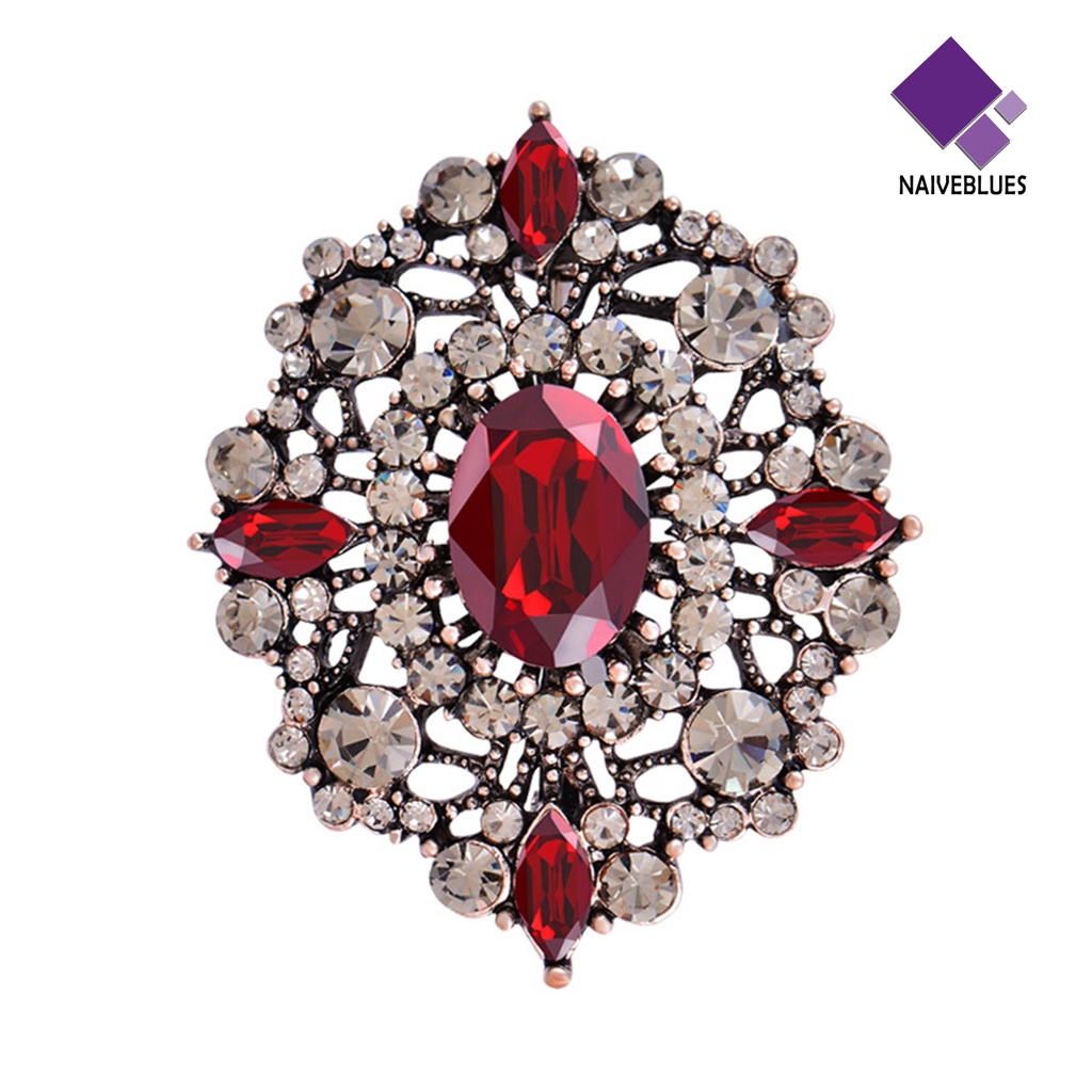 &lt; Naiveblues &gt; Wanita Bros Gaya Istana Vintage Bentuk Oval Cubic Zirconia Hadiah Hias Lapel Pin