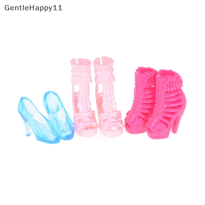 Gentlehappy 12pasang/Set Boneka Sepatu Fashion Sepatu Tumit Tinggi Sepatu Boots Untuk Hadiah Boneka 11 ''id