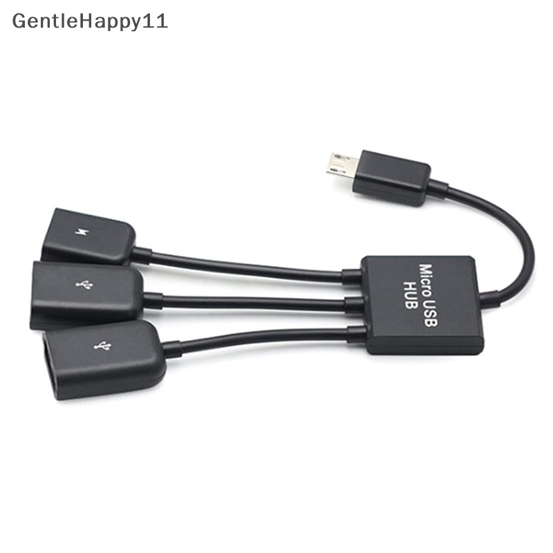 Gentlehappy 3in1 Micro USB Type C HUB Male to Female Double USB 2.0 Host Kabel Adaptor OTG id