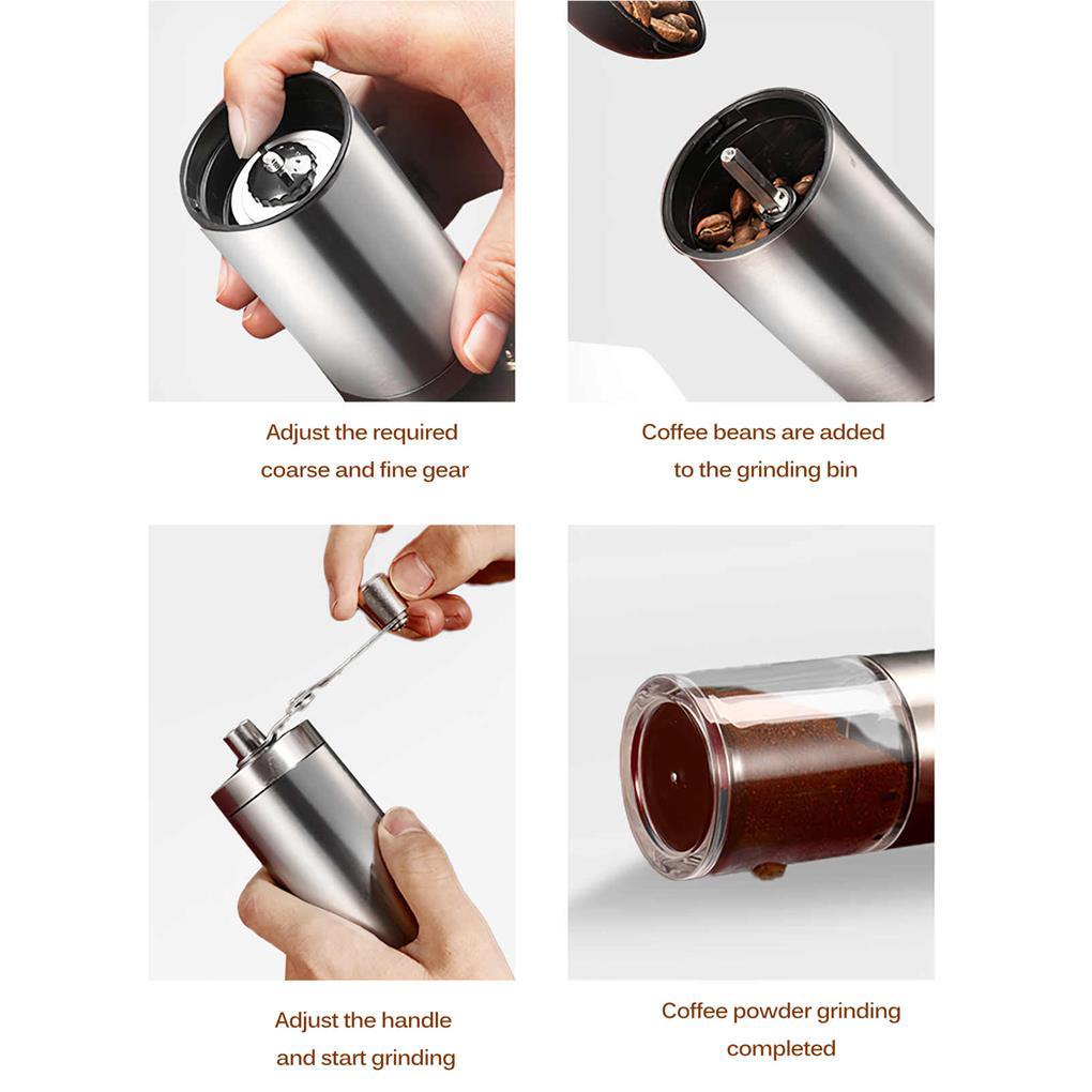 Penggiling Kopi Manual Tangan Dengan Lipat Kopi Bumbu Dapur Adjustable Mill Handle Bean Machine Steel Mill Grinder Stainless Alat Kopi