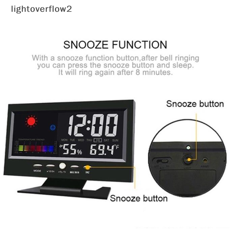 [lightoverflow2] Lcd Layar Warna Digital Backlight Snooze Alarm Clock Weather Forecast Station [ID]