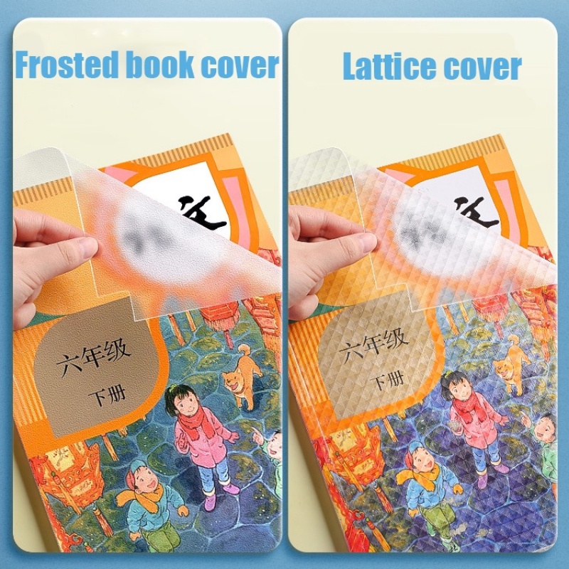 10lembar Frosted Transparan Self-adhesive Book Cover Plastik Tahan Air Buku Film Dengan Stiker Nama Primer Dan Sekunder Buku Teks Sarung Pelindung Perlengkapan Alat Tulis Siswa