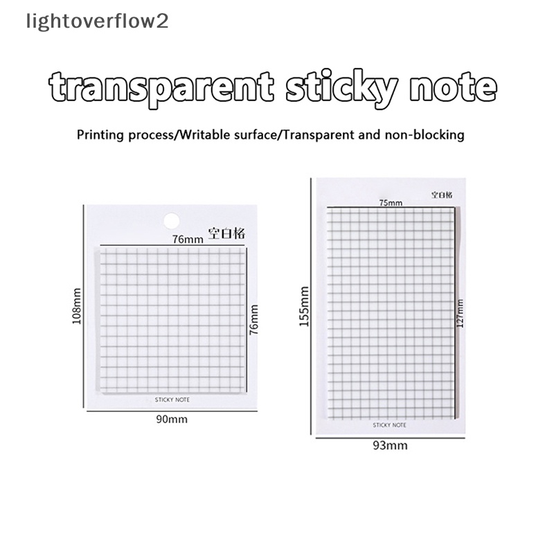 [lightoverflow2] Kreatif Garis Horizontal Grid Transparan Sticky Note Tahan Air Penanda Siswa Grid Scratchpad Memo Pad Sticky Stationery [ID]