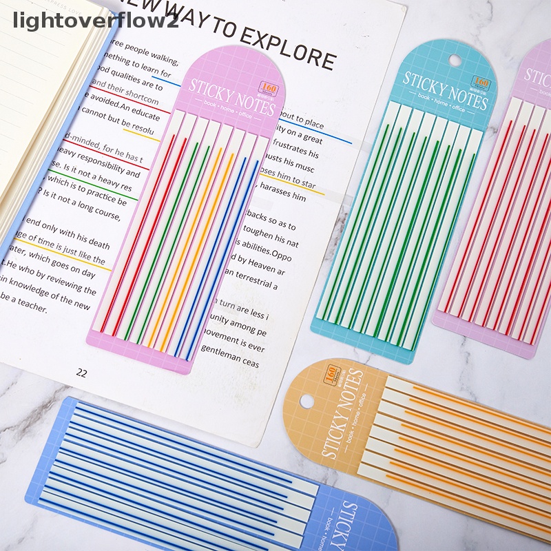 [lightoverflow2] 60pcs Macaroon Color Horizontal Line Stiker Transparan Neon Indeks Tab Bendera Sticky Note Stationery Anak Hadiah Perlengkapan Kantor Sekolah [ID]