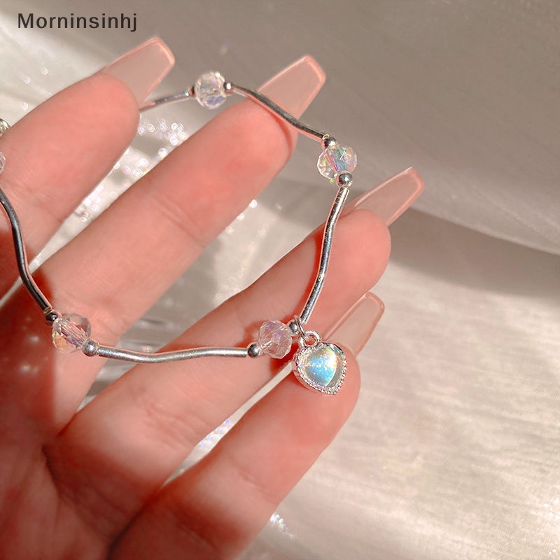 Mornin Gelang Cinta Hati Kristal Warna-Warni Perempuan Super Peri Moonstone Gelombang Temperamen Manis Hiasan Tangan Untuk Hadiah Pacar id