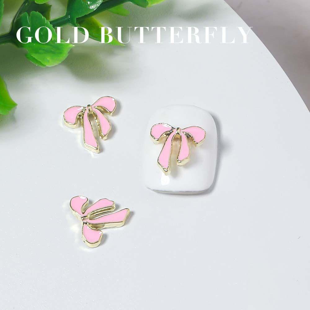 Mxbeauty Bow Nail Rhinestones Wanita Manicure Aksesoris Alloy Busur Kuku Hiasan Nail Jewelry