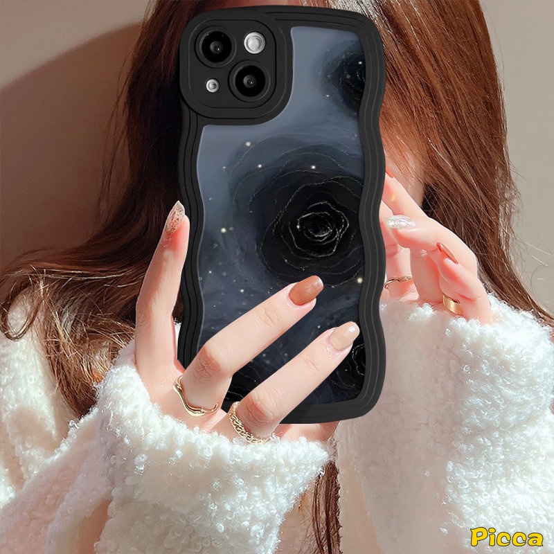 IPHONE Casing Ponsel Bunga Mawar Fashion Retro Kompatibel Untuk Iphone11 14 13 12 Pro Max XR 6s 7 8 6 14 Plus X XS Max SE 2020 7Plus Art Vintage Floral Flowers Lembut Bergelombang Tepi Tpu Cover