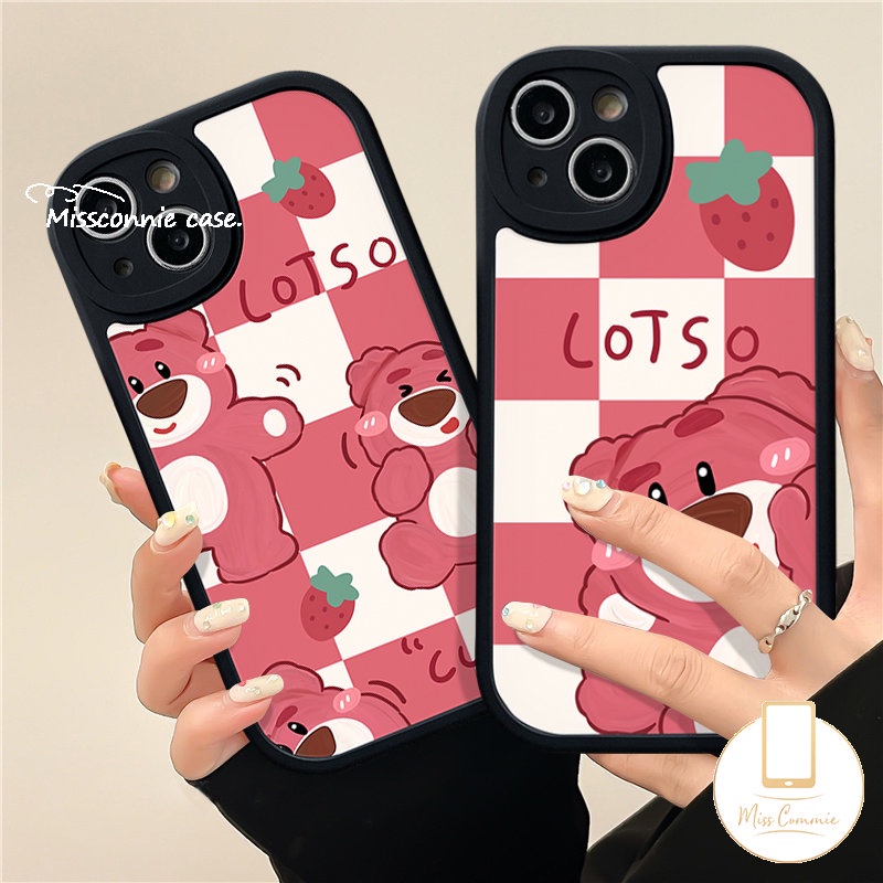 Lovely Lattice Phone Case Untuk Infinix Hot 11play 10play 9play Smart 6 5 Note8 Hot 11s 10s 10T 10Lite Kartun Beruang Strawberry Lucu Manyo Lembut Tpu Penutup Belakang