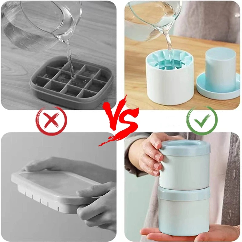 Kapasitas Tinggi Es Batu Membuat Tray Ice Bucket Cetakan Food Grade DIY Ice Ball Maker Cepat Membekukan Silikon Lemon Orange Silinder Cangkir Dengan Tutup Perlengkapan Rumah Aksesoris Dapur