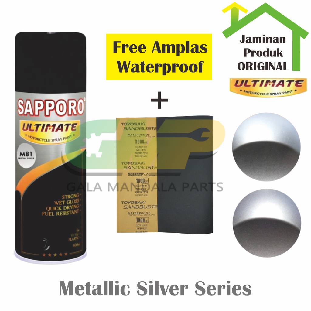

SAPPORO Ultimate Metallic Silver Series Cat Semprot Pilox Paint Spray M81 M51 M57