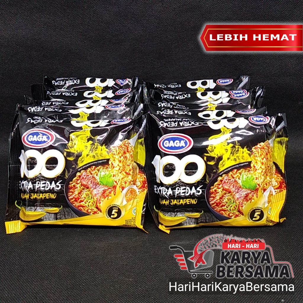 

GAGA 100 MIE INSTAN KUAH RASA EXTRA PEDAS JALAPENO PACK 10 BUNGKUS X 75GR