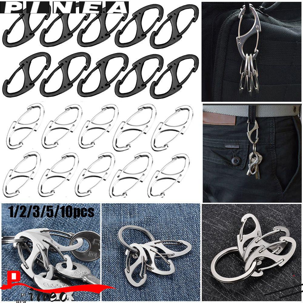 Nanas1per2 /2 /3 /5 /10pcs Carabiner Metal Mini Camping Hiking Outdoor EDC Alat Gantungan Kunci Ring