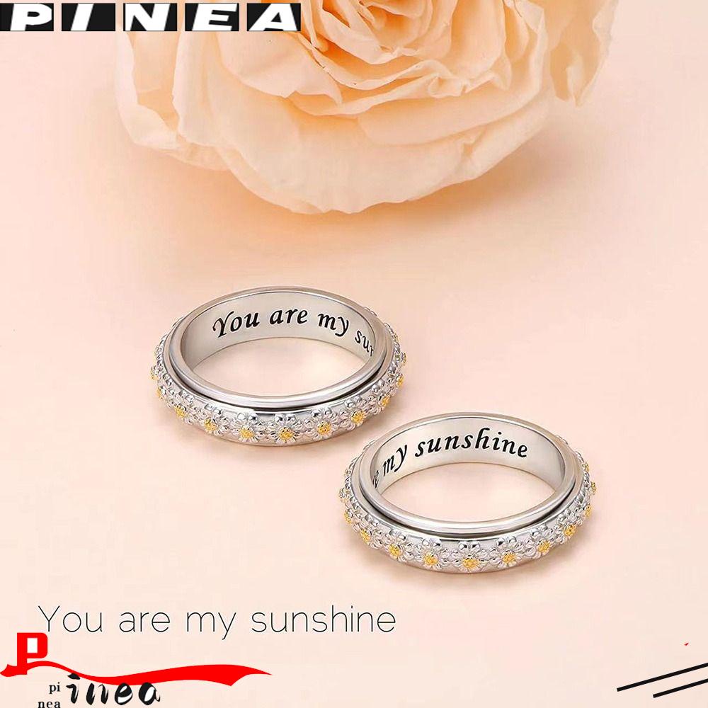 Nanas Daisy Cincin Berputar Aksesoris Pesta Cincin Untuk Wanita Penuh Berlian Zirkon Bunga Cincin