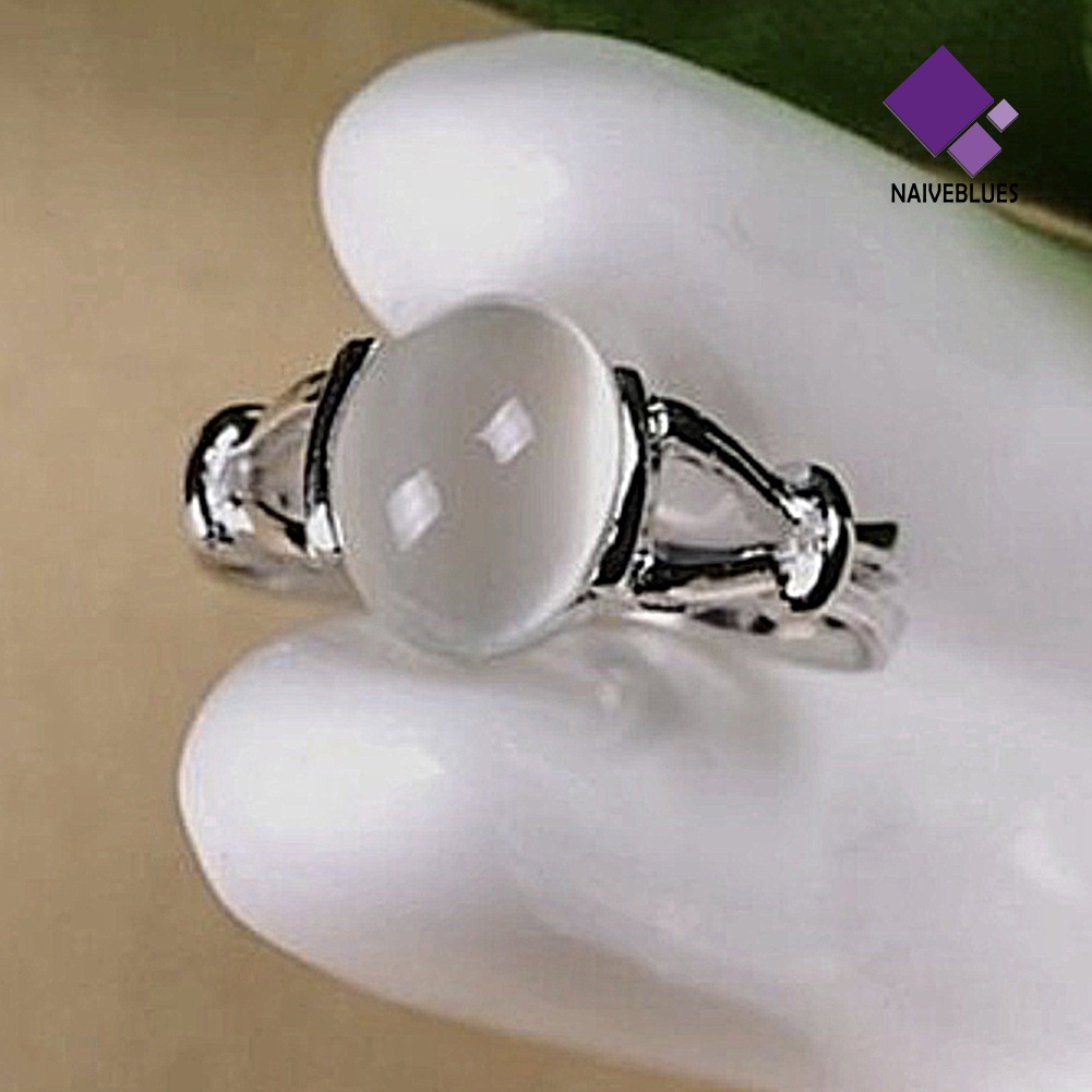 &lt; Naiveblues &gt; Vintage Moonstone Bertatahkan Jari Cincin Wanita Perhiasan Pernikahan Hadiah Valentine