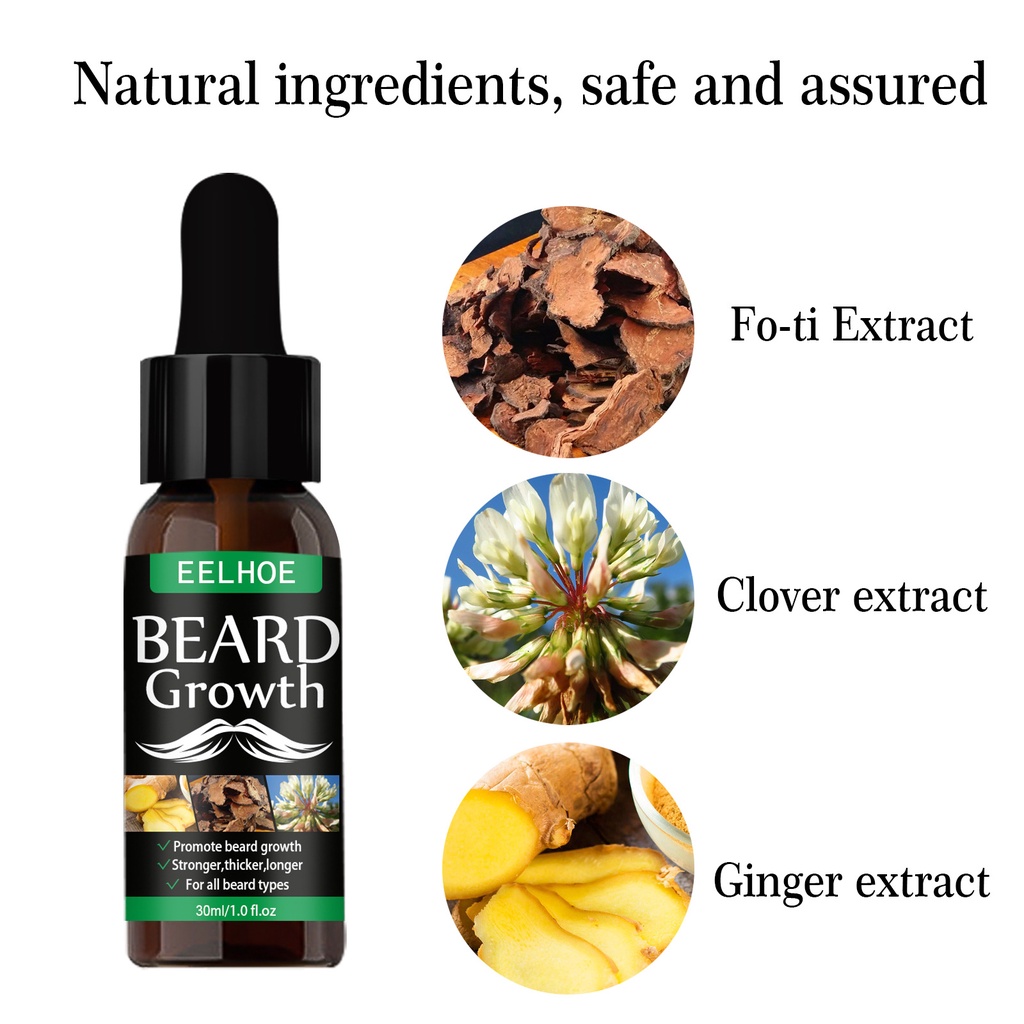 EELHOE Beard Growth Oil 30ml Minyak Penumbuh Brewok Jambang Jenggot dan Kumis (Memaksimalkan Pertumbuhan Brewok 30ml) Original