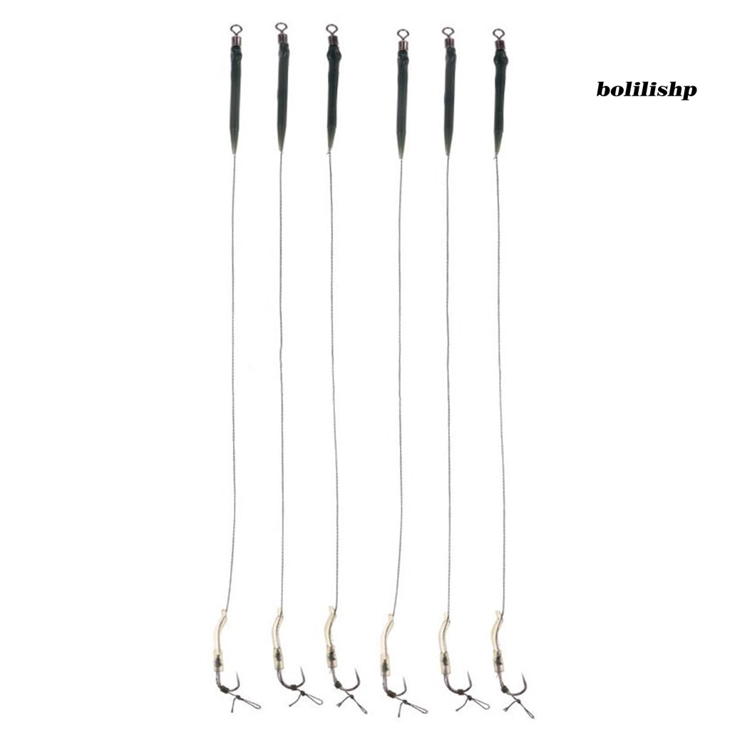 Bo-6pcs/set Pengait Rig Pancing Tajam Kekuatan Tinggi Bebas Kusut Penembus Yang Baik Dengan Casing Nilon Kuat Kuda Ikan Gurame Rig Rambut Terminal Tackle Untuk Angling