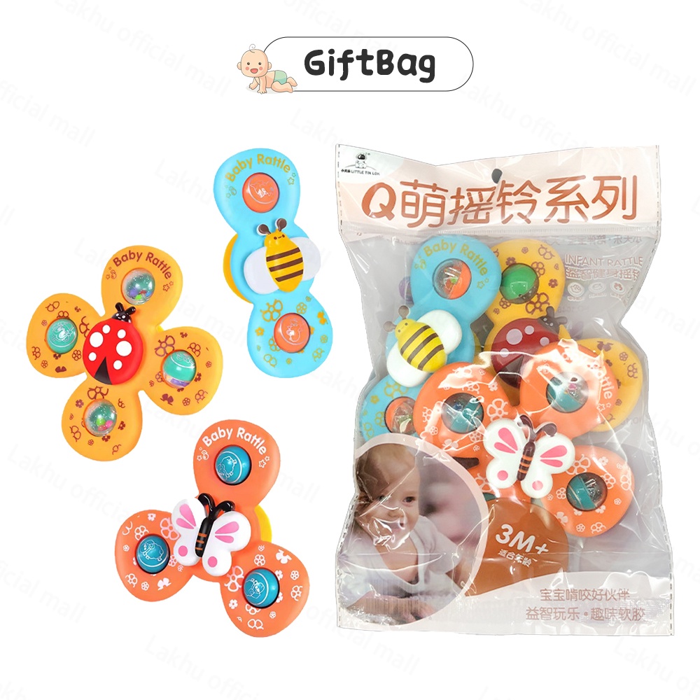Lakhu 3 In 1 Fidget Spinner Baby Mainan Spinner Bayi IQ Angel Fidget Rattle Teether