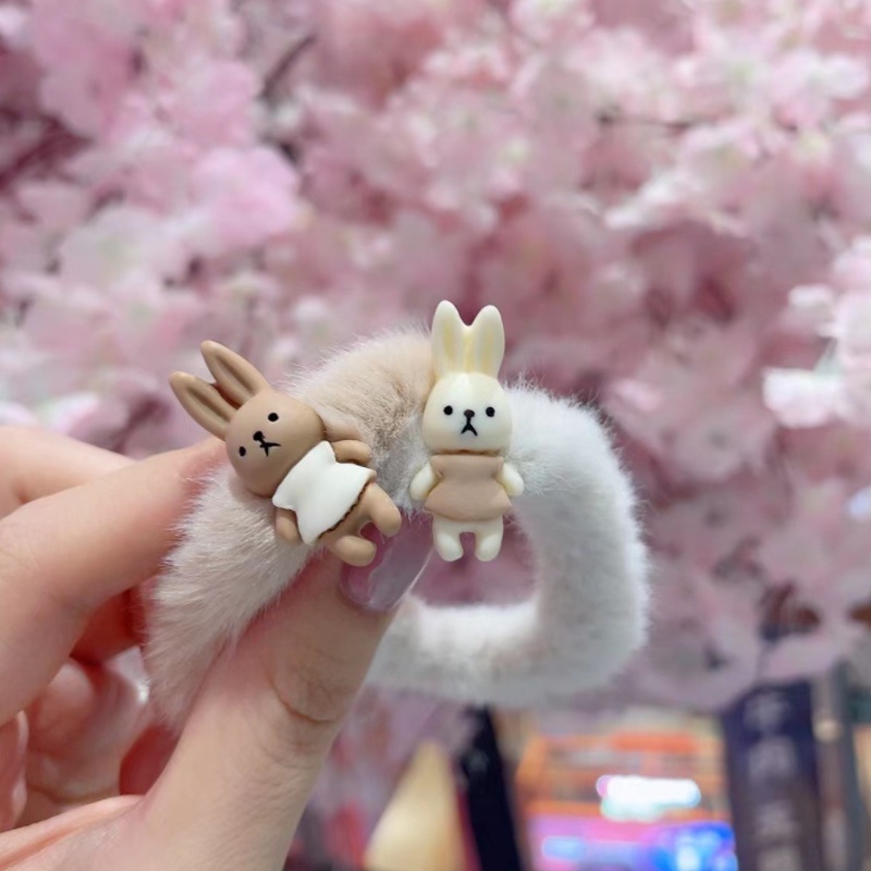 Baru manis kelinci kecil warna teh teh mewah cincin rambut dasi kuda ponytail karet tendon kepala tali aksesoris rambut aksesoris Sodoo - SG