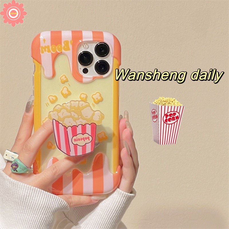 IPHONE Case Es Krim 3D Kompatibel Untuk Iphone11 7 8 Plus XR 14 12 13 Pro Max 7Plus 8Plus X XS Max SE 2020 INS Korea Aesthetic Kartun Lucu Popcorn Lembut Silicon Penutup Belakang