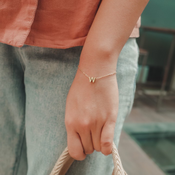 GELANG A - T GOLD GELANG INISIAL/ GELANG HURUF- TIDAK KARAT - GELANG E GOLD