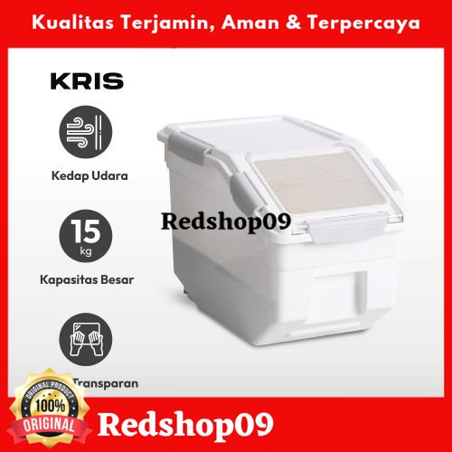 Kris 15 Kg Tempat Beras Double Seal - Putih/Tempat Beras