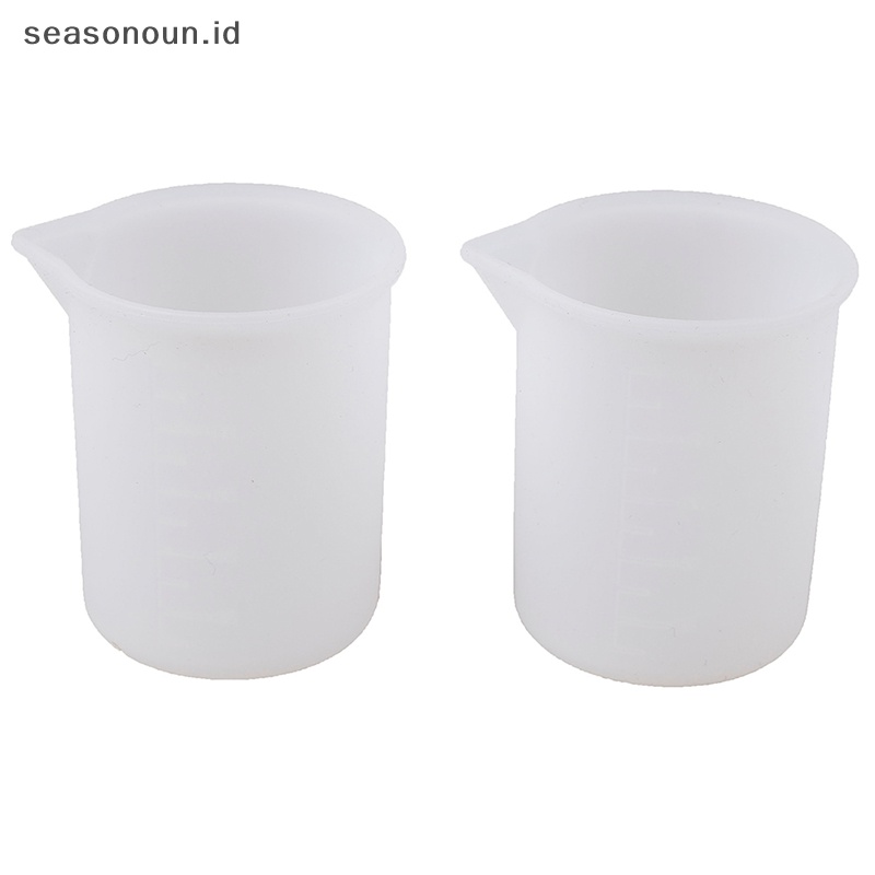 Seasonoun 2Pcs Gelas Ukur 100ml Bahan Silikon Untuk Perhiasan Cetakan resin Sisik Kristal.