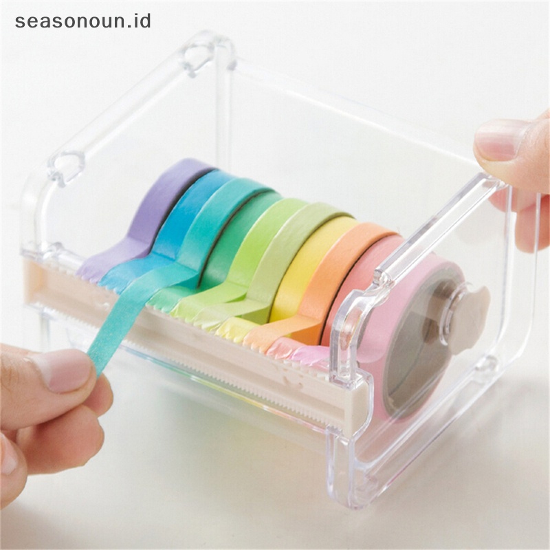 Seasonoun Desktop Tape Dispenser Pemotong Lakban Washi Tape Dispenser Tempat Lakban Gulung.