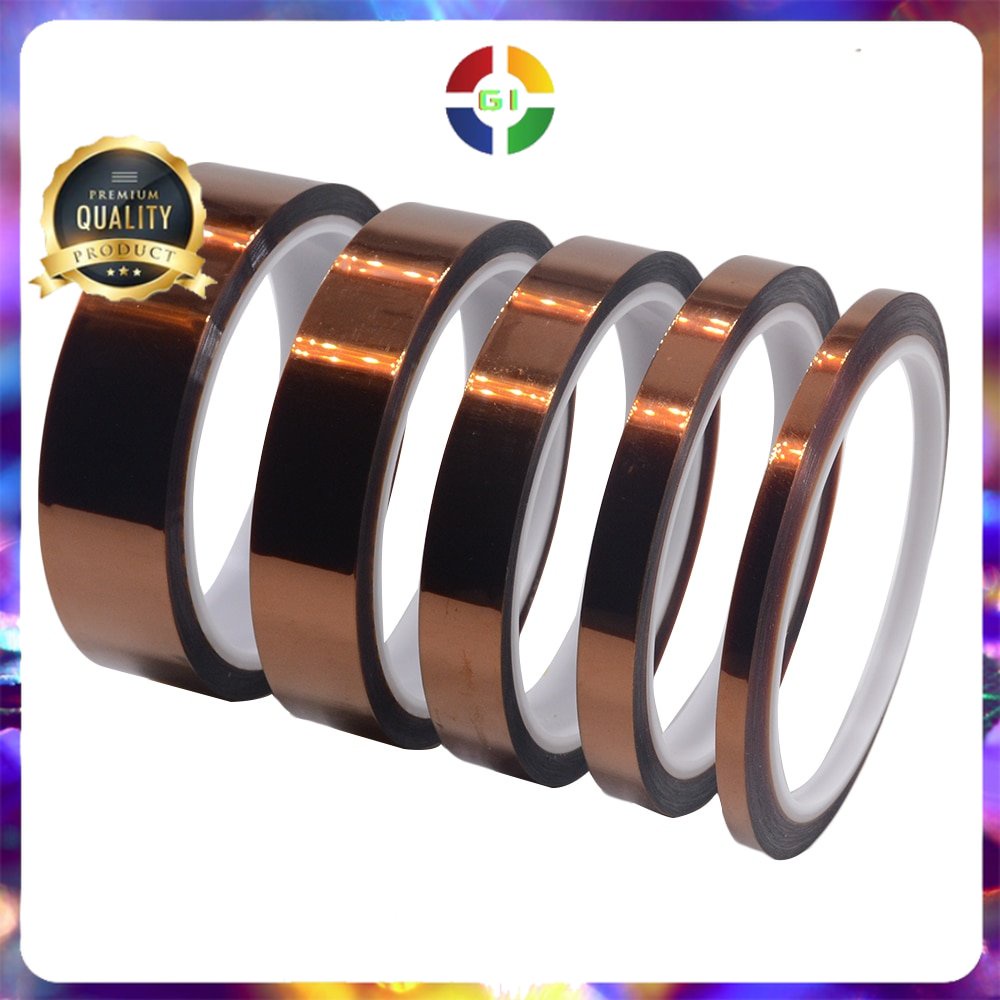 Tape Lakban Heat Resistant Polyimide High Temperature Adhesive 33 m x 5 mm - Brown