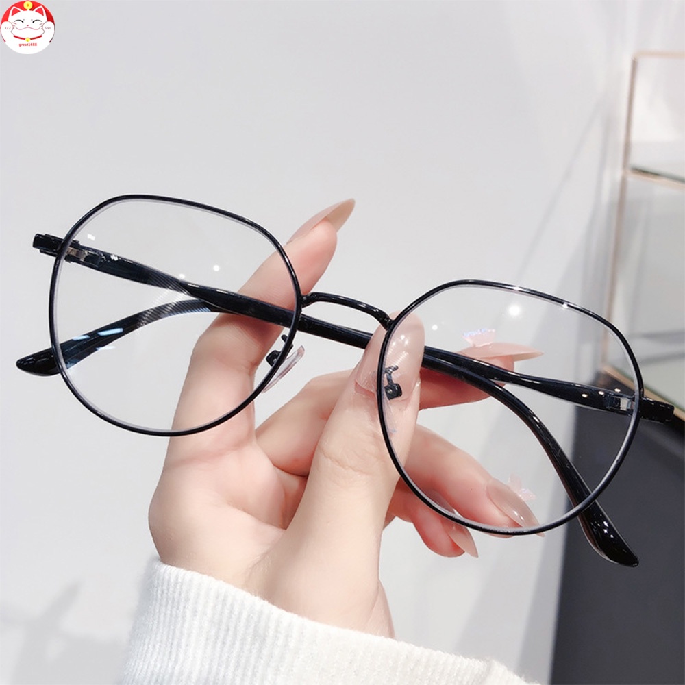 Metal Round Frame Unisex Eyeglasses Anti Eyestrain Kacamata Komputer Frame Besar