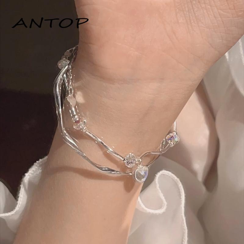 [amtop] Moonlight Stone Heart Bracelet Gelang Temperamen Sederhana Rasa Premium Desain Tidak Teratur