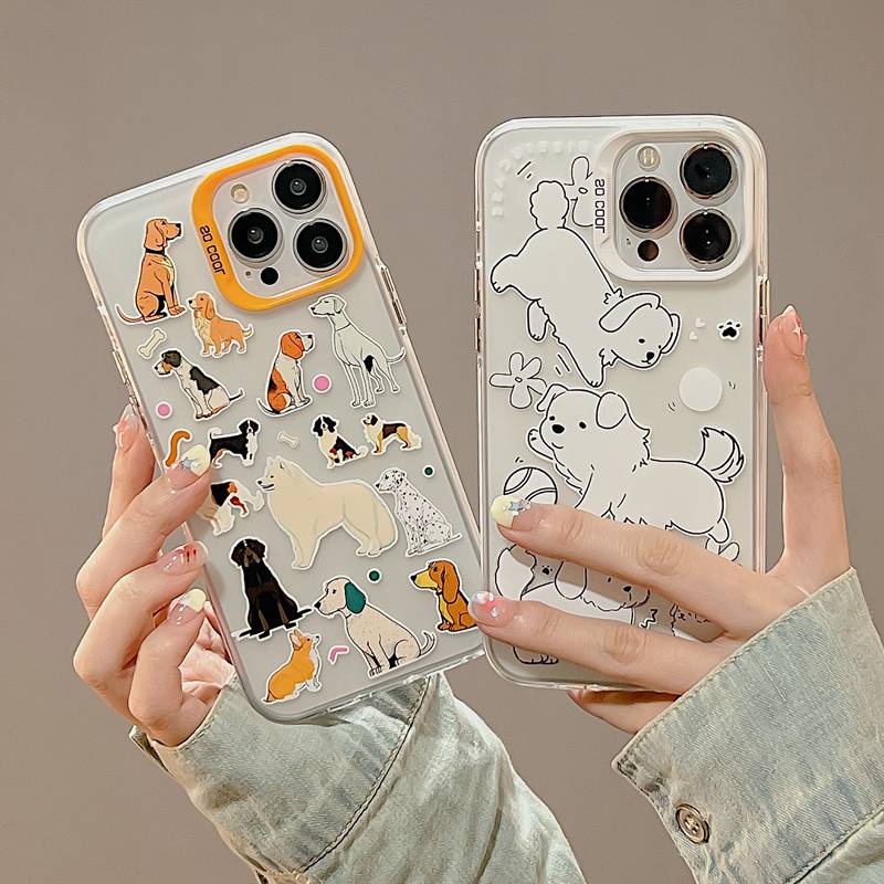 Lovely Full White Dogs Skin Feel Soft Case HP iP iPhone 12 13 14 Pro Max 11 So Cool FTD Casing Apple