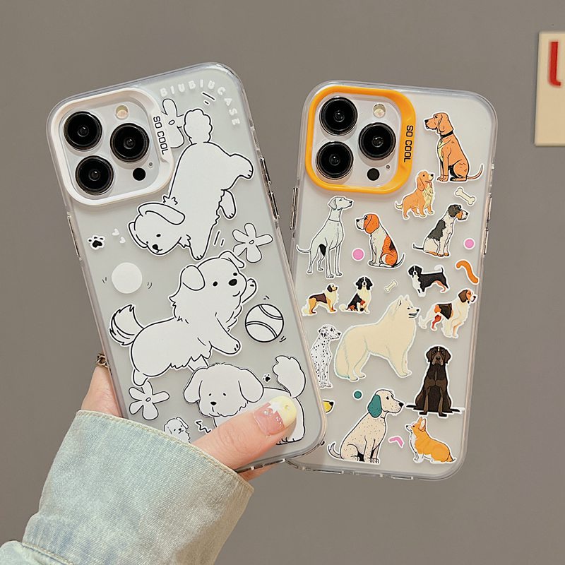 Lovely Full White Dogs Skin Feel Soft Case HP iP iPhone 12 13 14 Pro Max 11 So Cool FTD Casing Apple