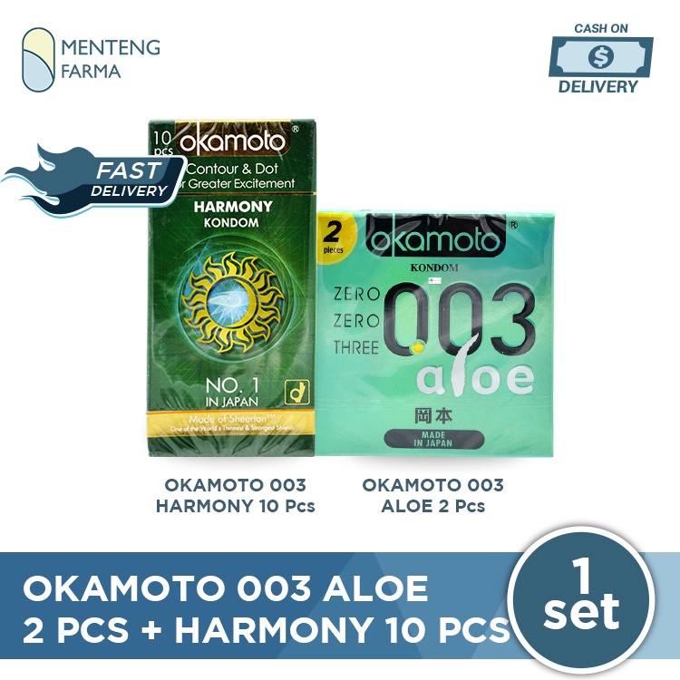 Kondom Okamoto 003 Aloe isi 2 + Harmony isi 10